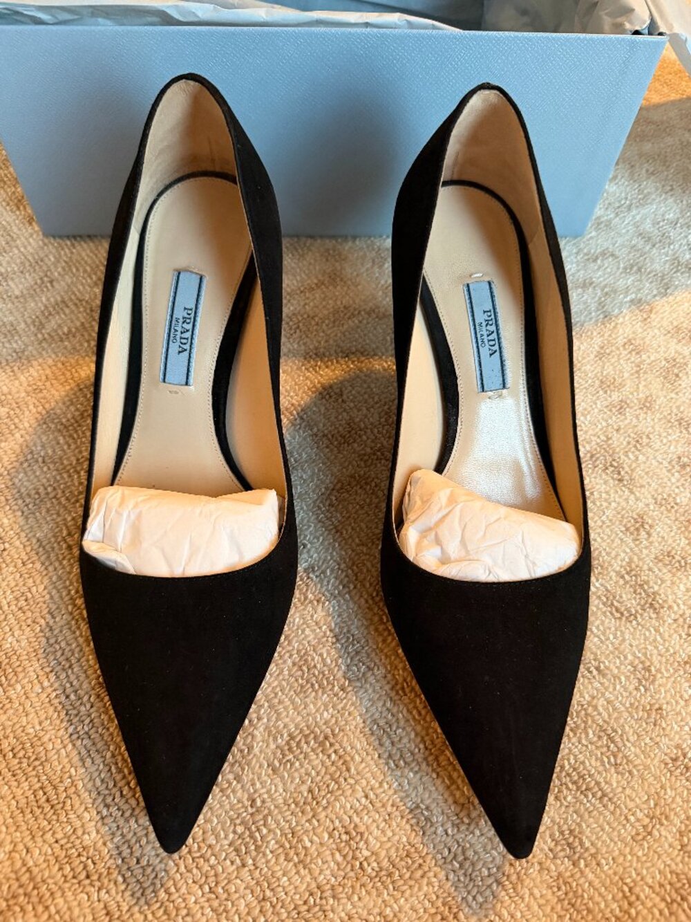 Prada Black Suede Kitten Heel